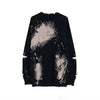Broken Tie Dye Pins Ripped Holes Knitting Y2K Sweaters Hip Hop Emo Grunge Pullover Harajuku Loose Black Tops Vintage Jumpers 90S