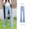 Brown Flared Jeans For Women 2022 High Street Y2k Trousers Low Waist Elasticity Cotton Blue Elegant Ladies Casual Pants