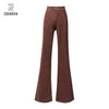 Brown Flared Jeans For Women 2022 High Street Y2k Trousers Low Waist Elasticity Cotton Blue Elegant Ladies Casual Pants