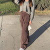 Brown Vintage Baggy Jeans Women 90s Streetwear Pockets Wide Leg Cargo Pants Y2K High Waist Straight Denim Trousers Pants 2022