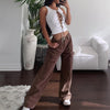 Brown Vintage Baggy Jeans Women 90s Streetwear Pockets Wide Leg Cargo Pants Y2K High Waist Straight Denim Trousers Pants 2022