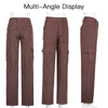 Brown Vintage Baggy Jeans Women 90s Streetwear Pockets Wide Leg Cargo Pants Y2K High Waist Straight Denim Trousers Pants 2022