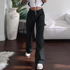 Brown Vintage Baggy Jeans Women 90s Streetwear Pockets Wide Leg Cargo Pants Y2K High Waist Straight Denim Trousers Pants 2022