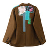 Brown Women's Blazer Spring Long Sleeve Streetwear Patchwork Chic Design Casual Baggy Office Ladies TOPs Jackets Coat
