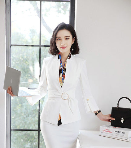 Business  blazers women slim fashion black white red half sleeve plus size jacket coat formal office ladies work wear