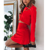 Business Office Lady Pink Suits Set Women V Neck Long Sleeve Cropped Blazer & High Waist Casual Skirts Party Christmas Outfits