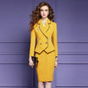 Business Suit Women Spring Autumn Office Lady Graceful Work Blazers Wrap Hip Skirts Two Piece Set Elegant Brooch Jacket Oufits