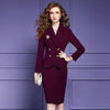 Business Suit Women Spring Autumn Office Lady Graceful Work Blazers Wrap Hip Skirts Two Piece Set Elegant Brooch Jacket Oufits