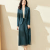 Business Suits for Women Spring Autumn Korean Office Lady Graceful Work Suit Jacket Pleated Mesh Skirt Set Green Coats Outfits