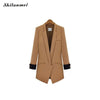 Business Womens Office Suits Long Jacket Blazer Feminino 2022 Womens Blazers Patchwork Long Sleeve Black Camel Blazer Female top