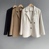 Button Back Split Silhouette Double Breasted Plus Blazer Beige Khaki Black Autumn Women Coat