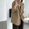Button Back Split Silhouette Double Breasted Plus Blazer Beige Khaki Black Autumn Women Coat