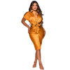 Button Up White Shirt Dress Women Turn-down Collar Pockets Satin Party Stacked Dress 2022 Autumn Bodycon Casual Workout Vestidos