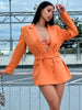 ByeMyLove Blazer Jacket Female Spring 2023 Solid Color Design Lady Women Crop Blazer With Belt Orange Outwear Casual
