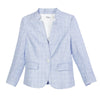 Women blazer pant suits office lady linen female jacket slim light blue work wear uniform costume