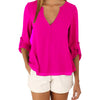 New Autumn Women V Neck Button Long Sleeve Ladies Tops Chiffon Shirts Solid Elegant Casual Top Blouse Plus Size 5XL