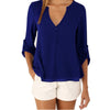 New Autumn Women V Neck Button Long Sleeve Ladies Tops Chiffon Shirts Solid Elegant Casual Top Blouse Plus Size 5XL