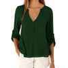 New Autumn Women V Neck Button Long Sleeve Ladies Tops Chiffon Shirts Solid Elegant Casual Top Blouse Plus Size 5XL