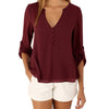 New Autumn Women V Neck Button Long Sleeve Ladies Tops Chiffon Shirts Solid Elegant Casual Top Blouse Plus Size 5XL