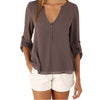 New Autumn Women V Neck Button Long Sleeve Ladies Tops Chiffon Shirts Solid Elegant Casual Top Blouse Plus Size 5XL