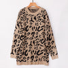CALOFE 2019 Woman Leopard Knitted Sweater Winter Print Long Sleeve Female Pullovers Casual Sweater Loose Female Sweaters
