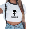 Short Women Summer Solid White Print Tank Top Female O-neck Cropped Feminino Crop Tops Sexy Elastic T Shirt