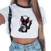 Short Women Summer Solid White Print Tank Top Female O-neck Cropped Feminino Crop Tops Sexy Elastic T Shirt