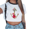 Short Women Summer Solid White Print Tank Top Female O-neck Cropped Feminino Crop Tops Sexy Elastic T Shirt