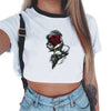 Short Women Summer Solid White Print Tank Top Female O-neck Cropped Feminino Crop Tops Sexy Elastic T Shirt