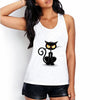 Summer Women Top Shirt Fashion Cat Kawaii Cartoon Harajuku Print Sleeveless O-neck Women White Tank Tops Shirt BX255