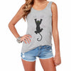 Women Gray White Tank Tops Cute 3D Cat Harajuku Print The Round Neck Sleeveless Tops Shirt Chaleco 20 Patterns