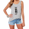 Women Gray White Tank Tops Cute 3D Cat Harajuku Print The Round Neck Sleeveless Tops Shirt Chaleco 20 Patterns
