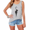 Women Gray White Tank Tops Cute 3D Cat Harajuku Print The Round Neck Sleeveless Tops Shirt Chaleco 20 Patterns