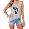 Women Gray White Tank Tops Cute 3D Cat Harajuku Print The Round Neck Sleeveless Tops Shirt Chaleco 20 Patterns