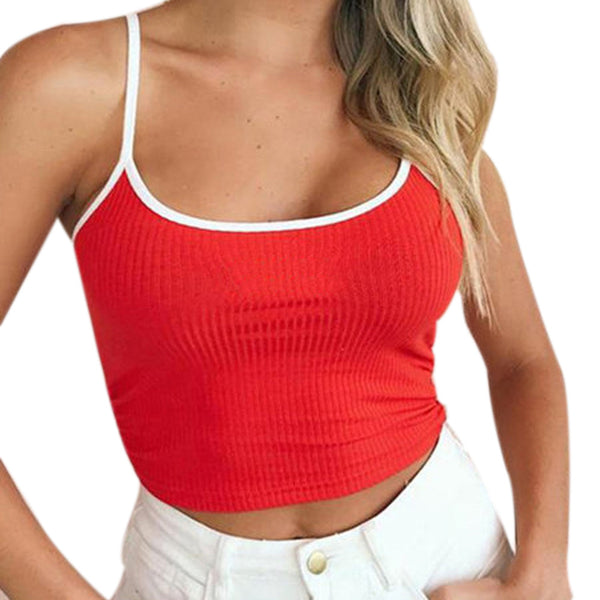 Preferential 2022 Women Sexy Adjustable Shoulder Straps Round Neck Sleeveless Crop Top Dropship