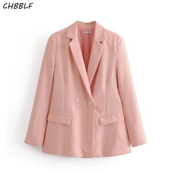 women basic notched collar pink blazer long sleeve female casual outerwear office blazer tops DFT27181