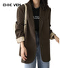 CHIC VEN Autumn Women's Blazer Casual College Style Solid Color Office Lady Coat Long Sleeve Loose Women Clothes Top