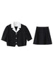 CHIC VEN Women's Skirt Suits Detachable Collar Short A-line Skirts Solid Two Piece Set Woman Office Lady Summer 2023