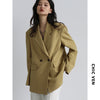 CHIC VEN Women's Blazer Solid Wide Shoulder Suit Coat Women's Overcoat Office Lady Woman Tops Spring Autumn 2023