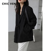 CHIC VEN Women's Blazer Solid Wide Shoulder Suit Coat Women's Overcoat Office Lady Woman Tops Spring Autumn 2023