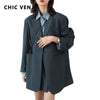 CHIC VEN Spring Autumn Women's Casual Blazer Blue Loose Women Coat Long Sleeve Ladies Outerwear Office Lady Stylish Tops