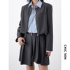 CHIC VEN Women's Blazer Skirt Suits Long Sleeve Solid Short Jacket A-line Pleated Two-piece Set Female Coat Spring Summer 2023