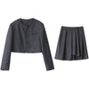 CHIC VEN Women's Blazer Skirt Suits Long Sleeve Solid Short Jacket A-line Pleated Two-piece Set Female Coat Spring Summer 2023