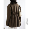 CHIC VEN Women's Blazer Solid Casual Loose Drawstring Suit for Woman Female Jacket Medium Length Office Lady Overcoat 2023