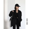 CHIC VEN Women's Blazer Solid Casual Loose Drawstring Suit for Woman Female Jacket Medium Length Office Lady Overcoat 2023