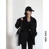 CHIC VEN Women's Blazer Solid Casual Loose Drawstring Suit for Woman Female Jacket Medium Length Office Lady Overcoat 2023
