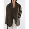CHIC VEN Women's Blazer Solid Casual Loose Drawstring Suit for Woman Female Jacket Medium Length Office Lady Overcoat 2023
