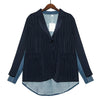 Autumn Jacket For Women Blazer Female Coat Denim Patchwork Striped Asymmetry Loose Coats Clothes Fashion Korean New