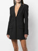 CHICEVER High Street Black Blazers For Women Notched Collar Loose Long Sleeve Patchwork Chain Back Coats Female 2023 Clothes New