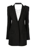 CHICEVER High Street Black Blazers For Women Notched Collar Loose Long Sleeve Patchwork Chain Back Coats Female 2023 Clothes New